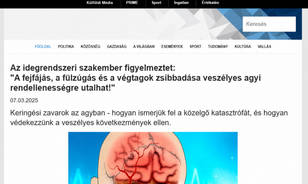 Венгерский прелендинг Tensital с медицинским сюжетом для рекламы в Meta* Ads
