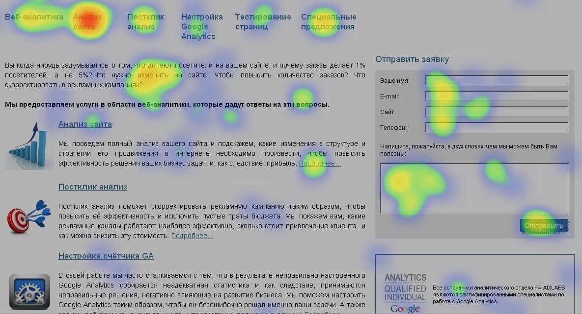 Тепловая карта сайта как посмотреть