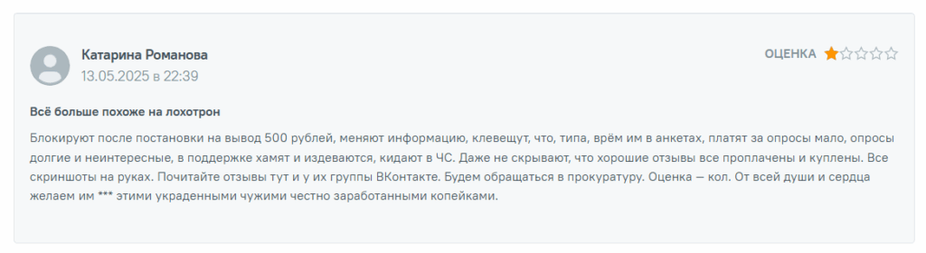 Отзывы про платформу для заработка на опросах в интернете