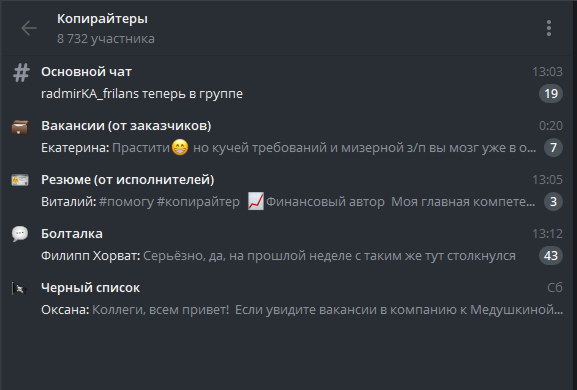 темы в группах