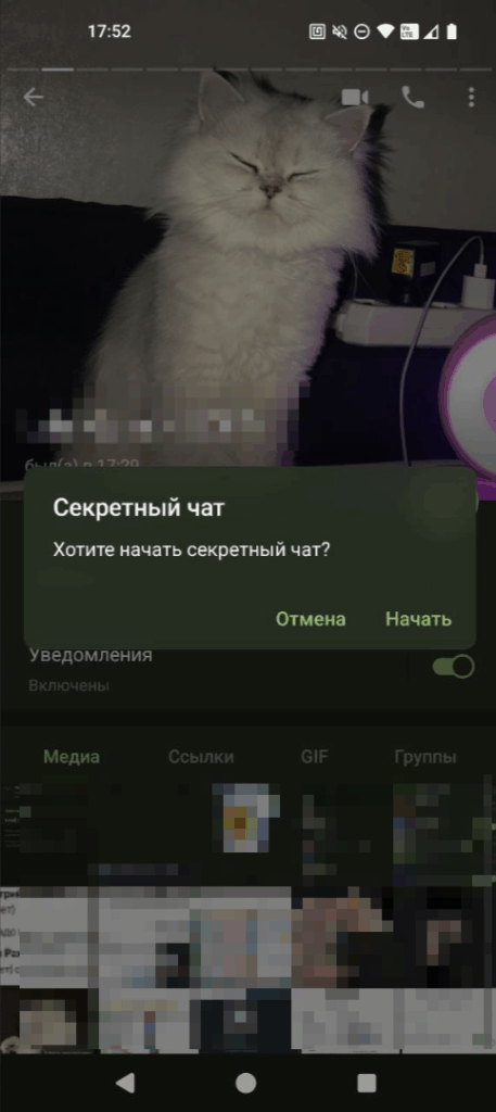 создание секретного чата в телеграме