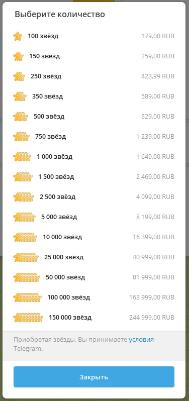 Звезды в Telegram: сколько стоят и как купить