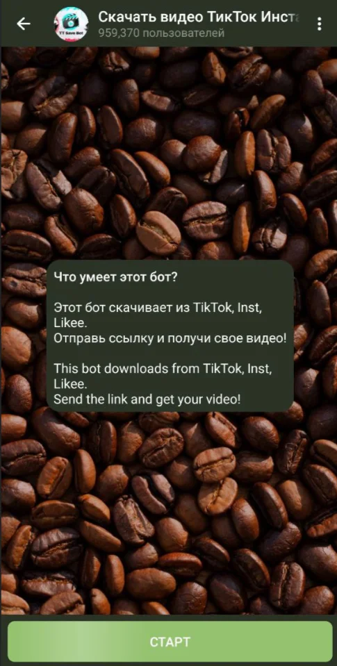 скачать видео тик ток с тг ботом