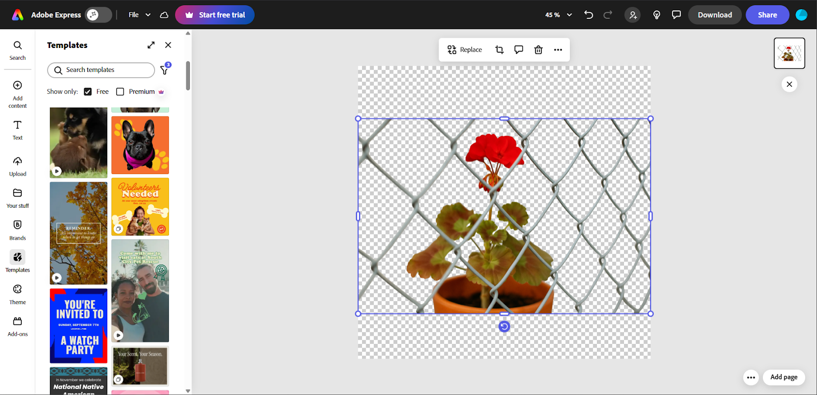 обрезка сложных элементов в Adobe Express