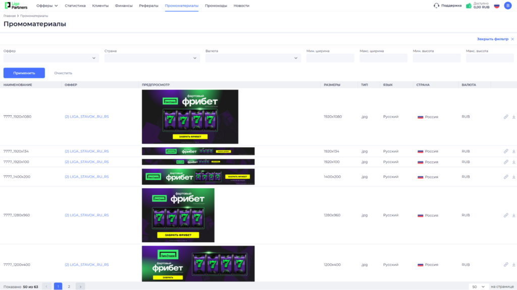 Обзор Liga Partners: прямой рекламодатель, высокие ставки и широкий выбор промоматериалов
