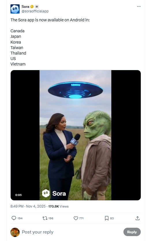 Sora 2 теперь доступна на Android, но есть нюанс