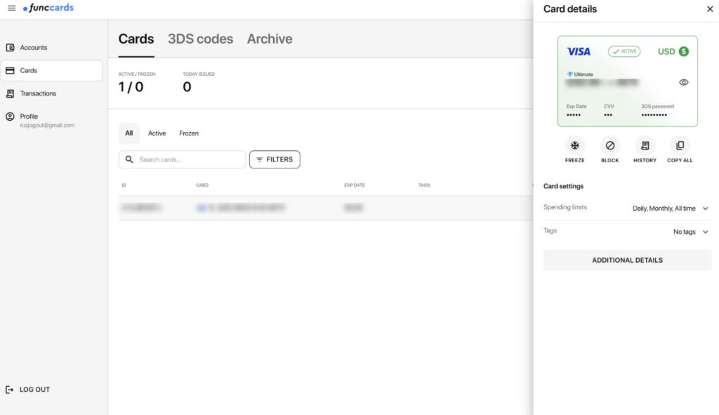 Обзор сервис виртуальных карт FuncCards: массовый выпуск, низкие комиссии и трастовые бины