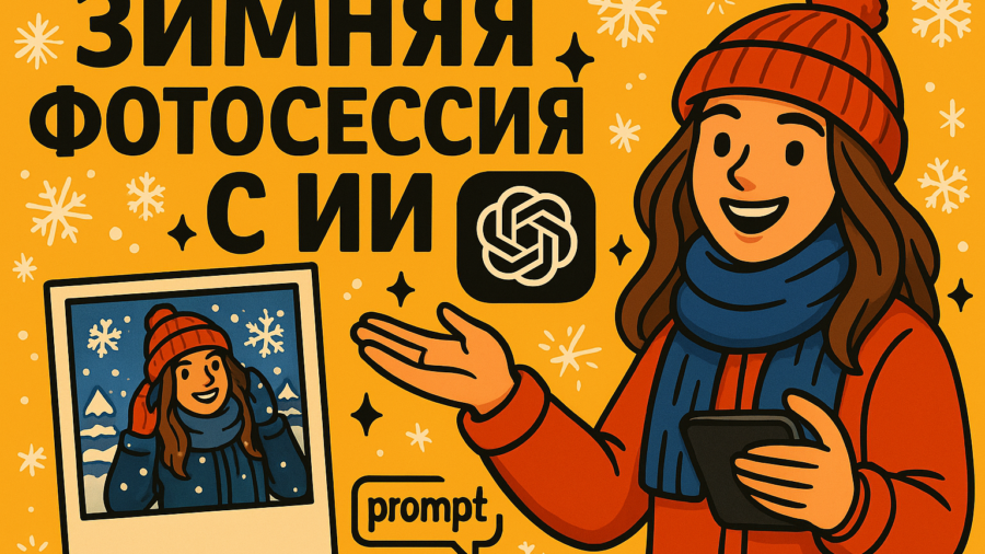 Зимняя фотосессия с ИИ: как сделать трендовые фото со снегом в нейросети