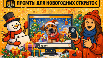 Промты для новогодних открыток: структура и примеры