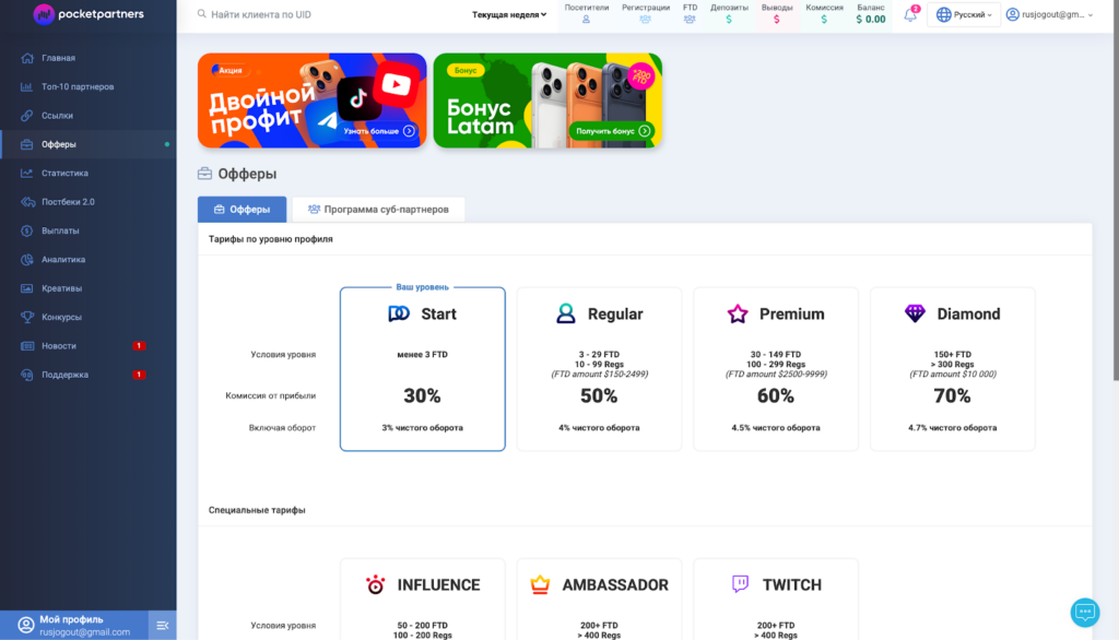 Обзор Pocket Partners: RevShare до 80%, широкий выбор ГЕО и in-house оффер