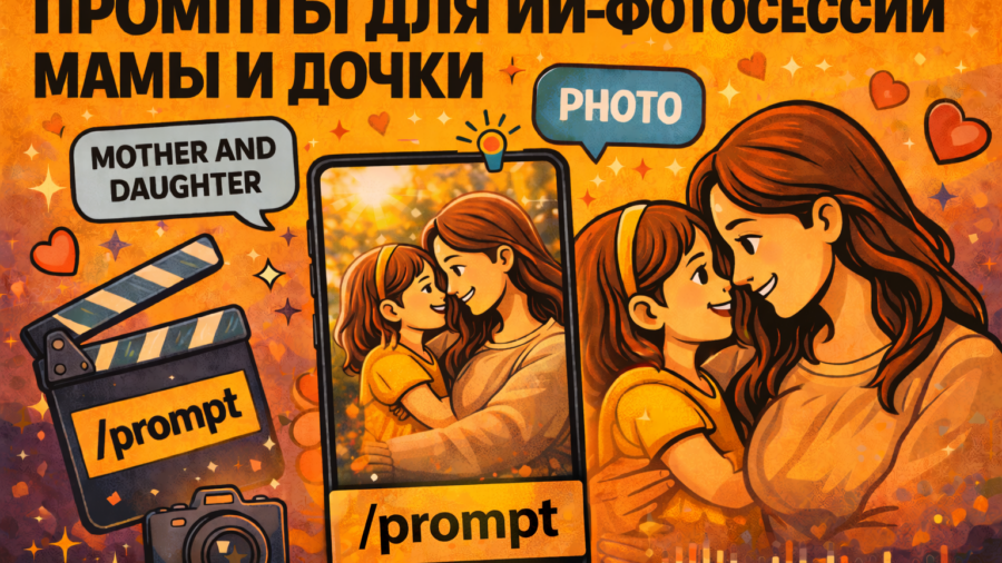 Промты для ИИ-фотосессии мамы и дочки: готовые запросы и реальные примеры