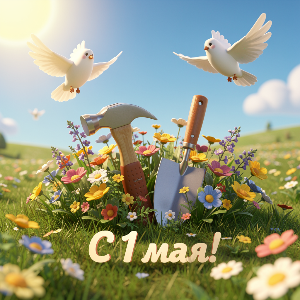 3d открытка на 1 мая