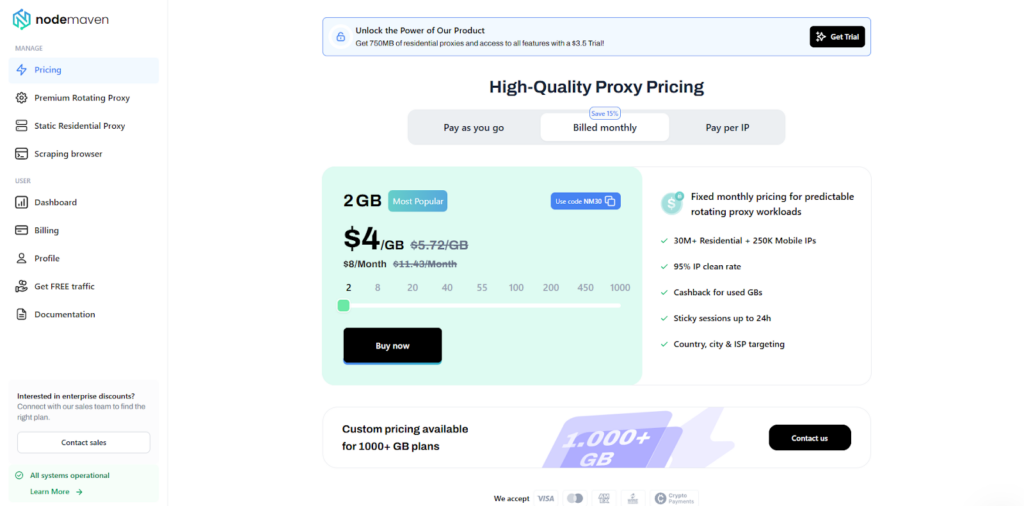 Обзор NodeMaven: премиальные прокси с IP Quality Filter и кэшбэком до 10%