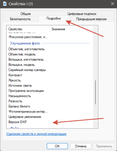 свойства сгенерированного фото