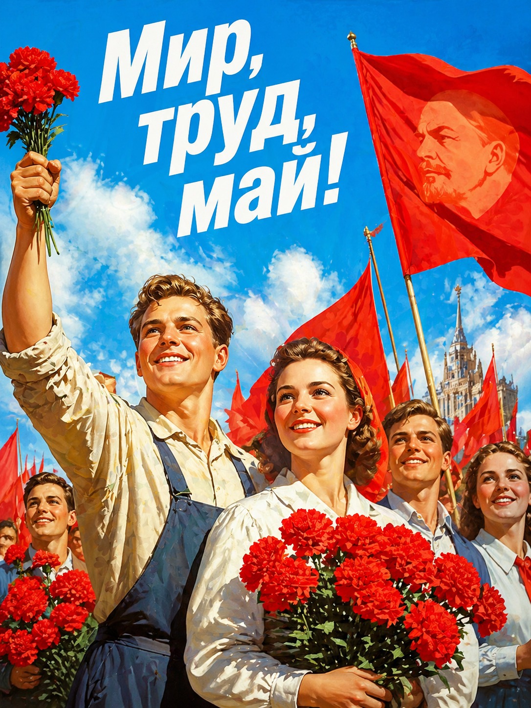 открытка на 1 мая в винтажном стиле