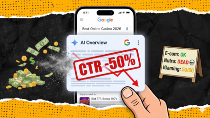 Насколько AI-выдача режет CTR в разных вертикалях — от нутры до iGaming