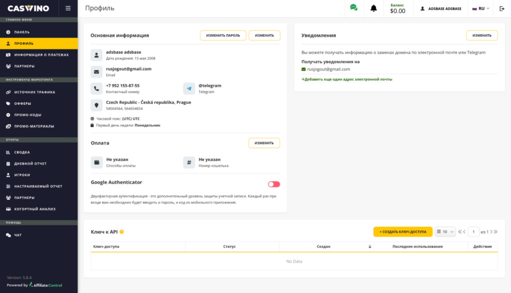 Обзор Caswino Partners: гемблинг-оффер на Tier-1 без холда и с открытой регистрацией