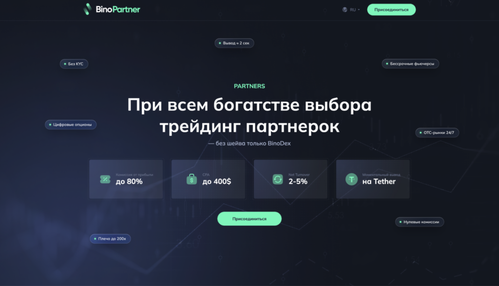 Обзор финансовой ПП BinoPartner: моментальные выводы, RS 80% на старте и отсутствие кап