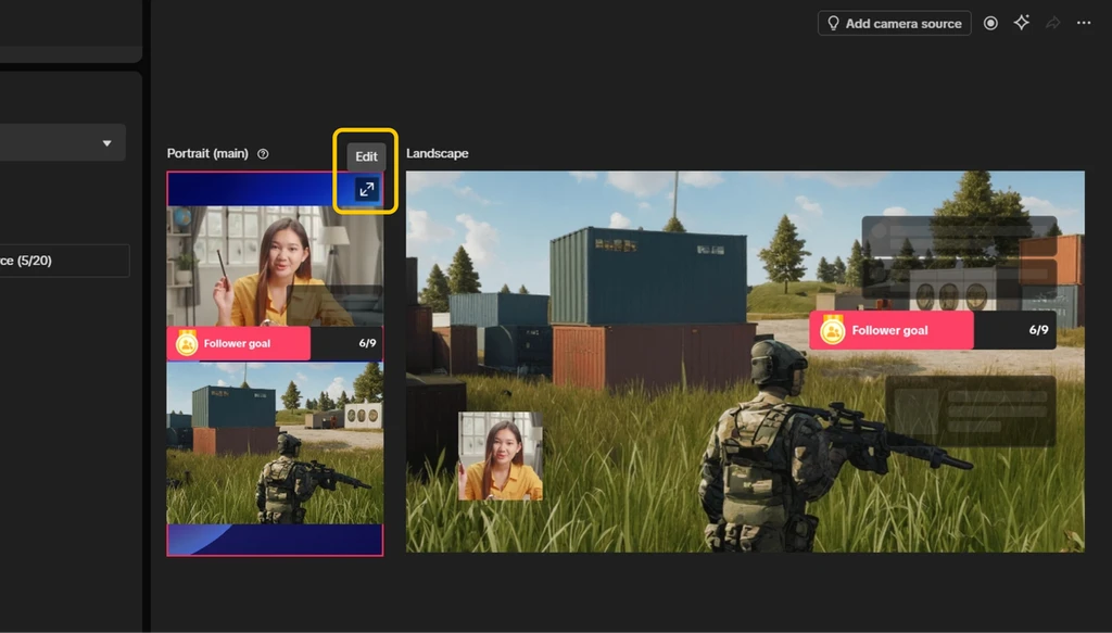 Вертикальная и горизонтальная компоновка эфира в TikTok LIVE Studio