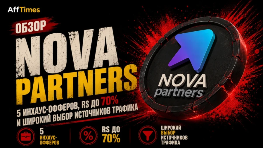 Обзор Nova Partners: 5 инхаус-офферов, RS до 70% и широкий выбор источников трафика