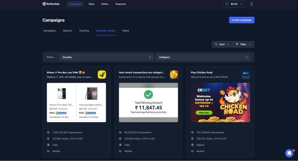 Обзор RollerAds: встроенный спай-сервис, готовые вайтлисты и 7+ млрд показов в сутки