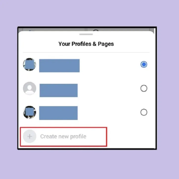 Дополнительные профили Facebook и кнопка Create new profile