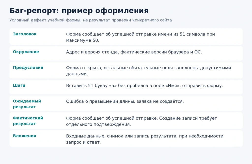 Пример баг-репорта о принятии имени длиннее допустимого